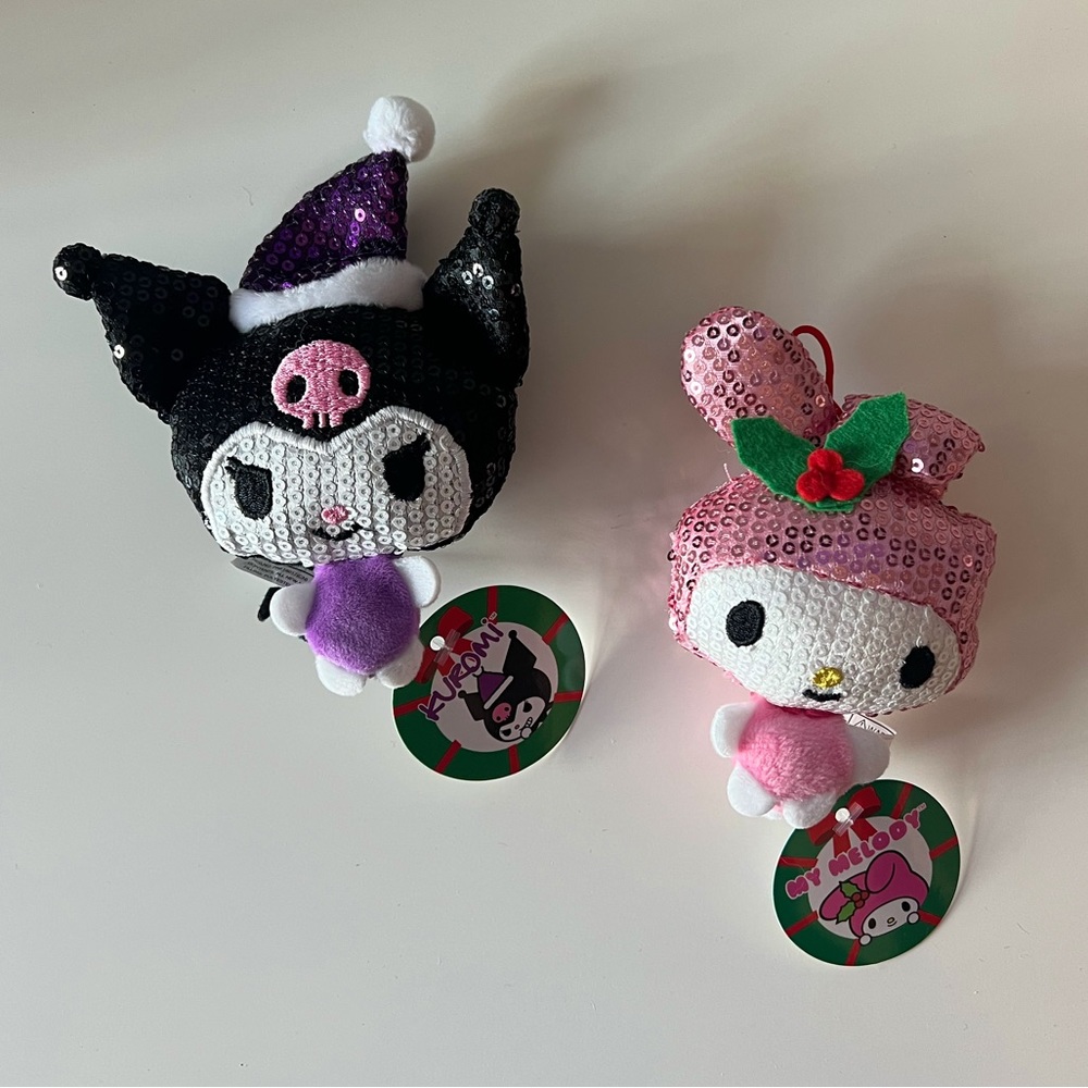 My Melody & Kuromi 2021 Sanrio Holiday Sequin Plush Ornaments